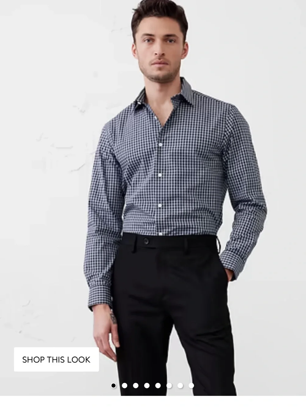 Banana Republic Navy and White Gingham Dress Shirt